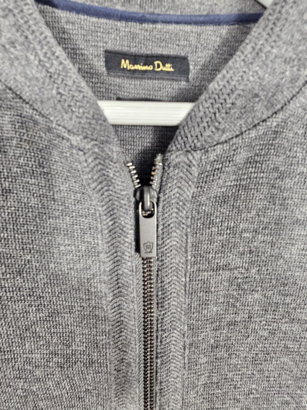 Massimo Dutti Men’s Grey Full-Zip Knit Bomber Jacket – Size L - Picture 5 of 8
